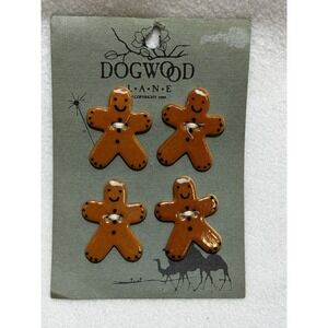 Vintage Dogwood Lane Hand Painted Ceramic Gingerbread Christmas Buttons